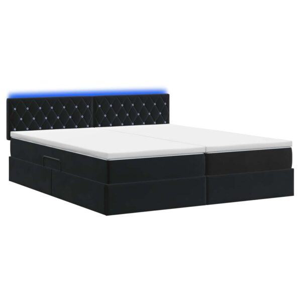 vidaXL LED úložná posteľ s matracom Čierna 180 x 200 cm Zamat – Obrázok 9