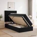 vidaXL Postel s úložným prostorem a matrací Čierna 90 x 200 cm Zamat