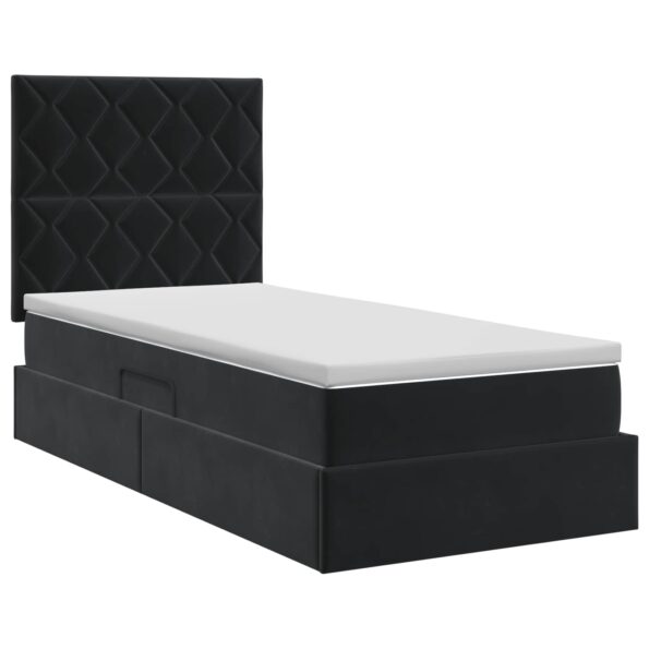 vidaXL Postel s úložným prostorem a matrací Čierna 90 x 200 cm Zamat – Obrázok 8