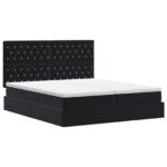vidaXL Úložná posteľ s čelnou doskou Čierna 180 x 200 cm Zamat – Obrázok 8