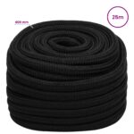 vidaXL Viacúčelové úžitkové lano 20 mm 25 m Čierna Polyester – Obrázok 5