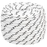 vidaXL Viacúčelové úžitkové lano 14 mm 25 m Biela Polyester