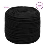 vidaXL Viacúčelové úžitkové lano 10 mm 25 m Čierna Polyester – Obrázok 5