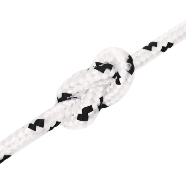 vidaXL Viacúčelové úžitkové lano 10 mm 25 m Biela Polyester – Obrázok 4