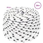 vidaXL Viacúčelové úžitkové lano 10 mm 25 m Biela Polyester – Obrázok 5