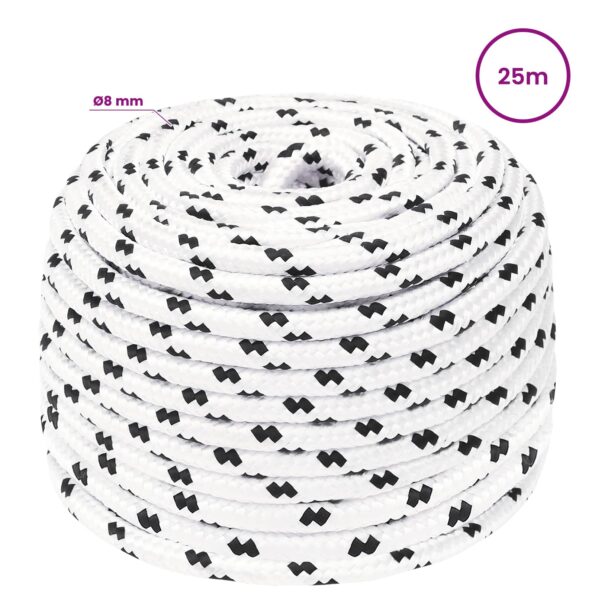 vidaXL Viacúčelové úžitkové lano 8 mm 25 m Biela Polyester – Obrázok 5