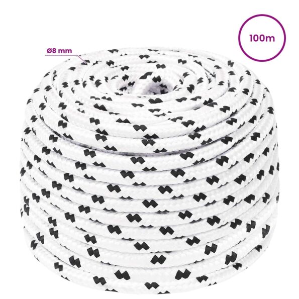 vidaXL Viacúčelové úžitkové lano 8 mm 100 m Biela Polyester – Obrázok 5