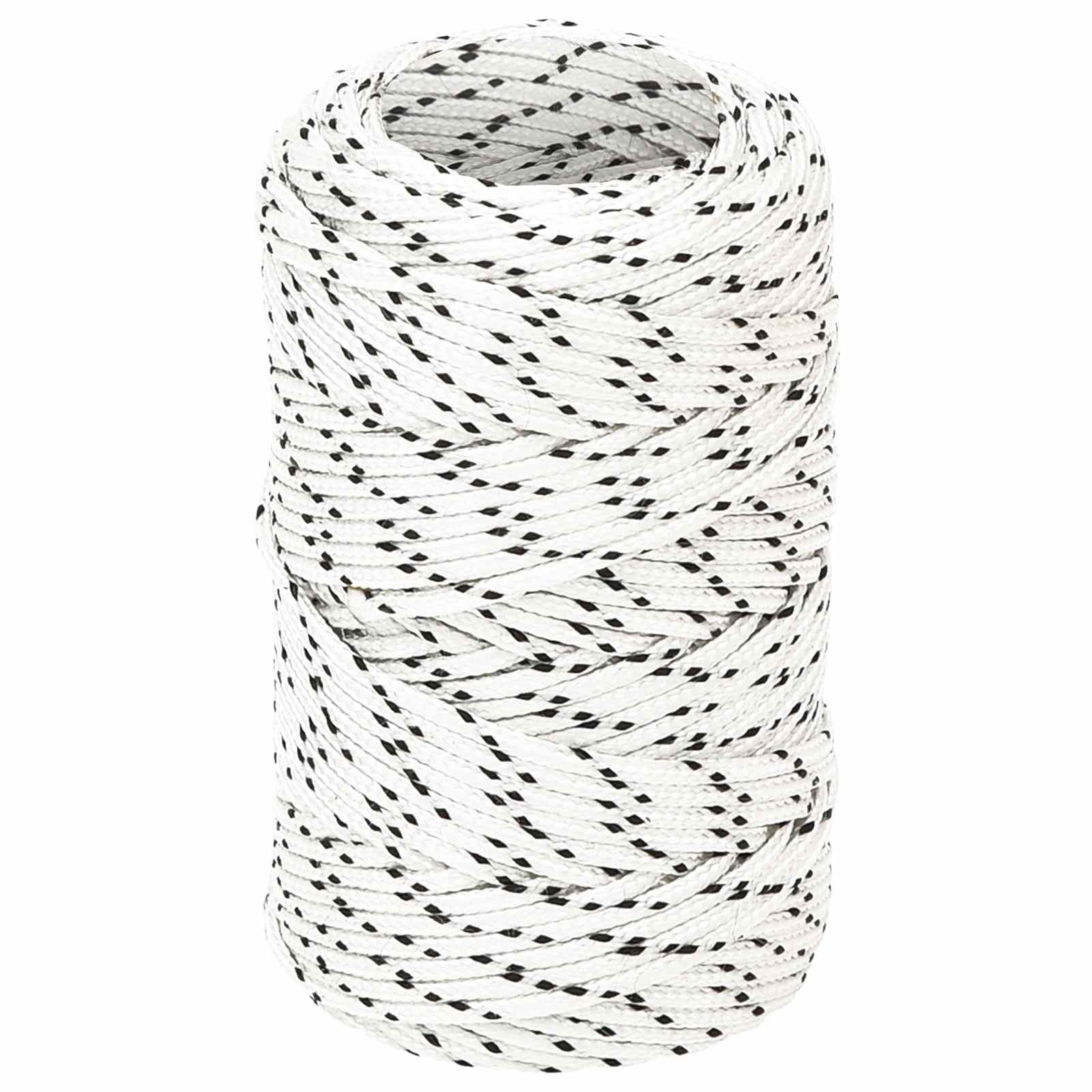 3473460_1.jpg vidaXL Viacúčelové úžitkové lano 2 mm 25 m Biela Polyester – Obrázok 1