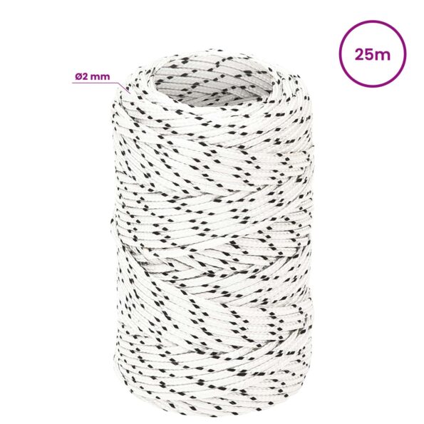 vidaXL Viacúčelové úžitkové lano 2 mm 25 m Biela Polyester – Obrázok 5