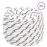 vidaXL Viacúčelové úžitkové lano 12 mm 25 m Biela Polyester – Obrázok 5