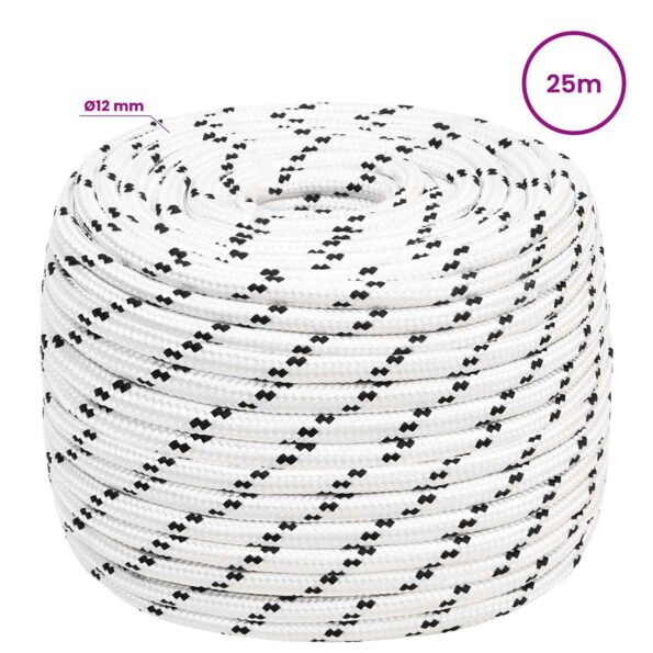vidaXL Viacúčelové úžitkové lano 12 mm 25 m Biela Polyester – Obrázok 5