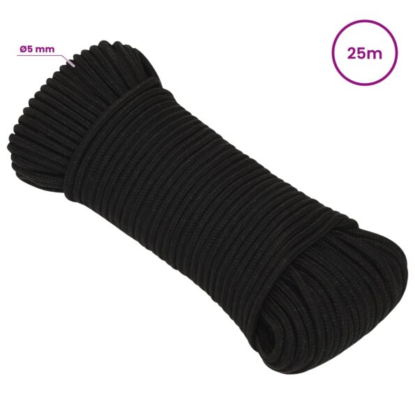 vidaXL Viacúčelové úžitkové lano 5 mm 25 m Čierna Polyester – Obrázok 5