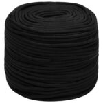 vidaXL Viacúčelové úžitkové lano 8 mm 250 m Čierna Polyester