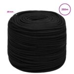 vidaXL Viacúčelové úžitkové lano 8 mm 250 m Čierna Polyester – Obrázok 5
