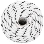 vidaXL Viacúčelové úžitkové lano 12 mm 100 m Biela Polyester – Obrázok 2