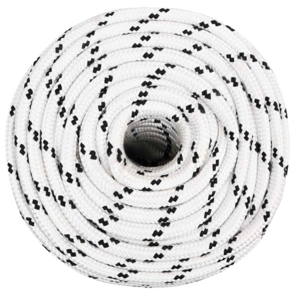 vidaXL Viacúčelové úžitkové lano 12 mm 100 m Biela Polyester – Obrázok 2
