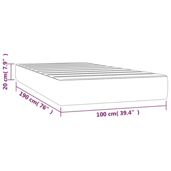 vidaXL Matrac s taštičkovými pružinami stredná tvrdosť tmavosivý 100x190x20 cm zamat – Obrázok 7