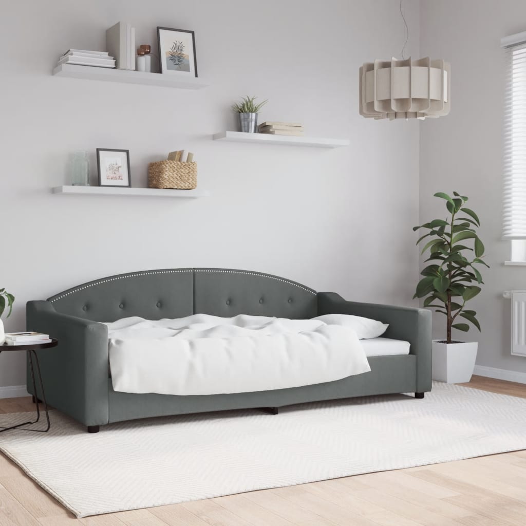 354199_1.jpg vidaXL Denná posteľ tmavosivá 100x190 cm látka – Obrázok 1