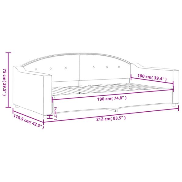vidaXL Denná posteľ tmavosivá 100x190 cm látka – Obrázok 8