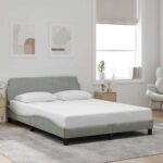 vidaXL Rám postele Dover bledosivý 137x190 cm zamat