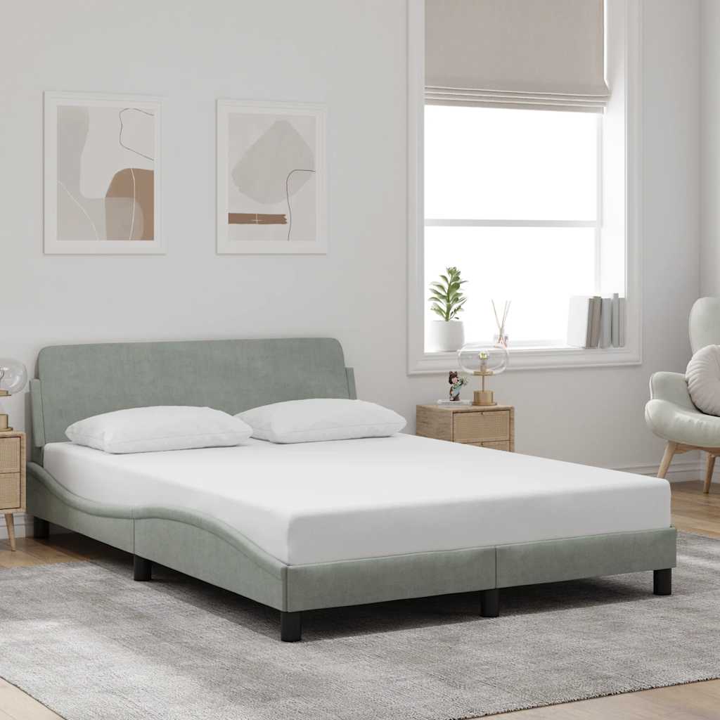 373282_1.jpg vidaXL Rám postele Dover bledosivý 137x190 cm zamat – Obrázok 1