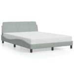 vidaXL Rám postele Dover bledosivý 137x190 cm zamat – Obrázok 2