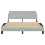 vidaXL Rám postele Dover bledosivý 137x190 cm zamat – Obrázok 4
