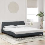 vidaXL Rám postele Dover tmavosivý 183x213 cm zamat