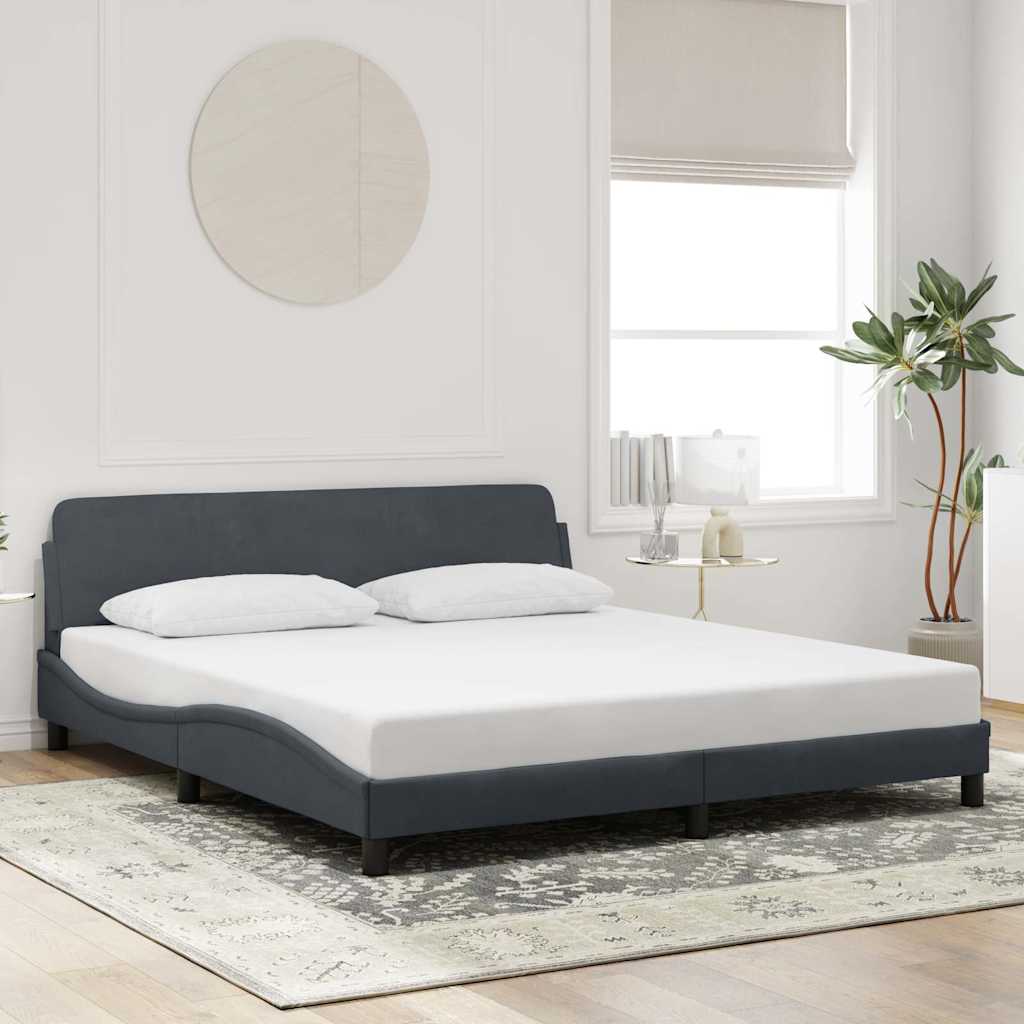 373307_1.jpg vidaXL Rám postele Dover tmavosivý 183x213 cm zamat – Obrázok 1