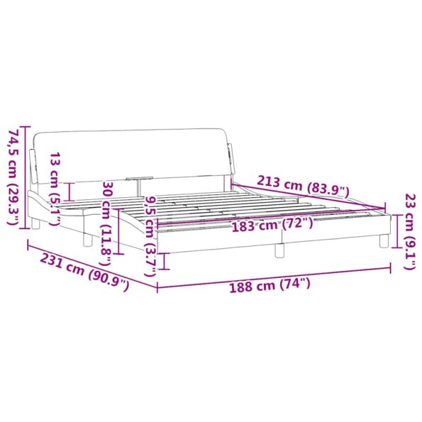 vidaXL Rám postele Dover tmavosivý 183x213 cm zamat – Obrázok 9