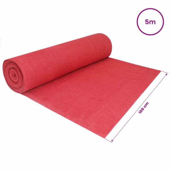 vidaXL Jutový rol 200 x 500 cm Červená – Obrázok 7
