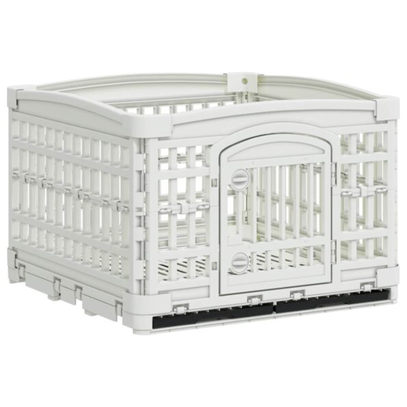 vidaXL 4-panelový psí hrací priestor 122 x 106,5 x 82 cm Plast Biela – Obrázok 2