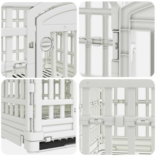 vidaXL 4-panelový psí hrací priestor 122 x 106,5 x 82 cm Plast Biela – Obrázok 7