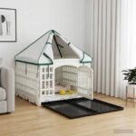 vidaXL 4 panelový psí výbeh s strechou 122 x 106,5 x 82 cm Plast Biela