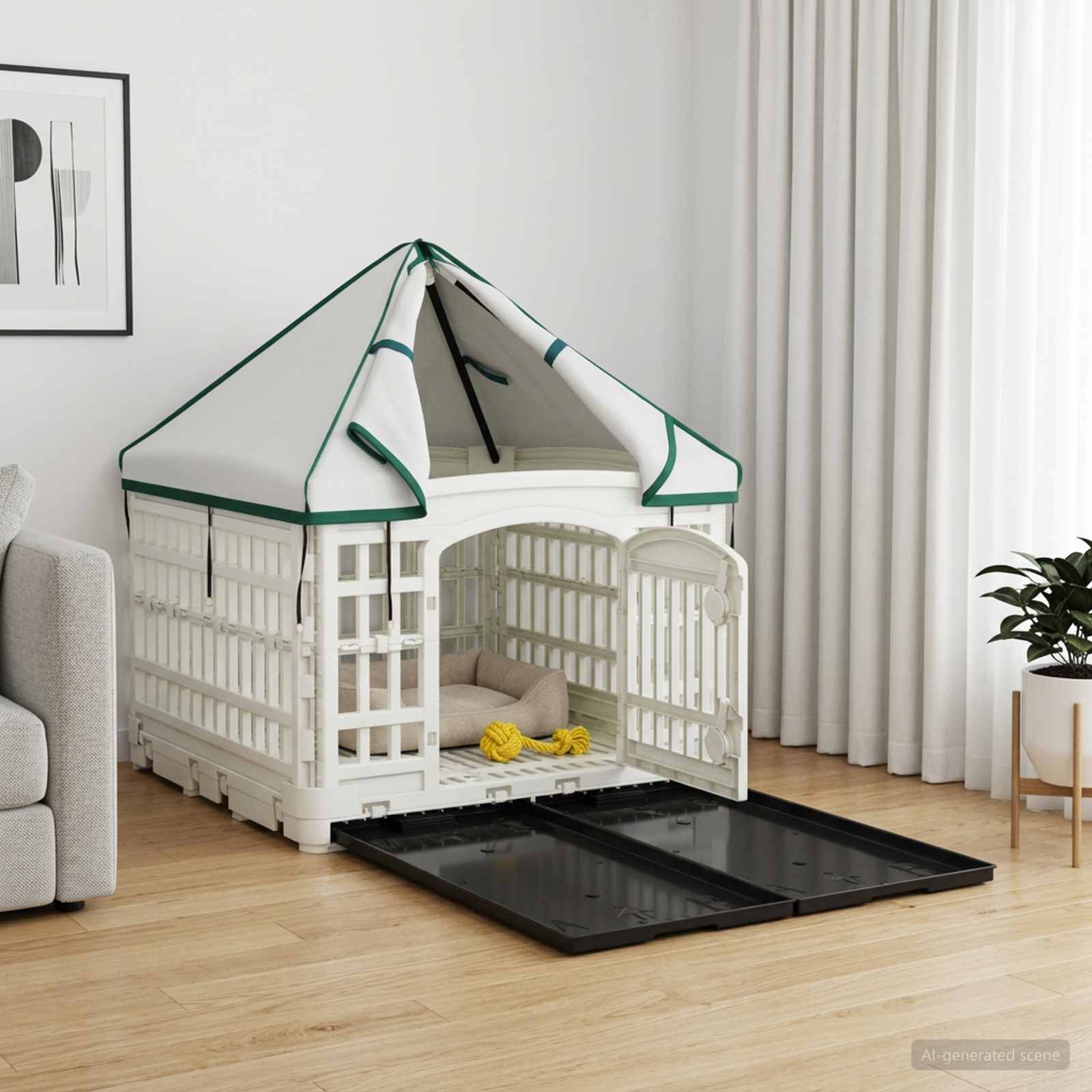 42027216_1.jpg vidaXL 4 panelový psí výbeh s strechou 122 x 106,5 x 82 cm Plast Biela – Obrázok 1