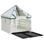 vidaXL 4 panelový psí výbeh s strechou 122 x 106,5 x 82 cm Plast Biela – Obrázok 4