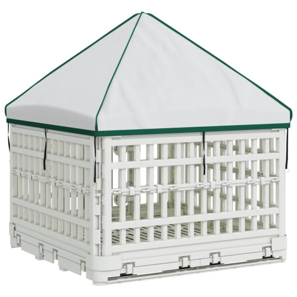 vidaXL 4 panelový psí výbeh s strechou 122 x 106,5 x 82 cm Plast Biela – Obrázok 6