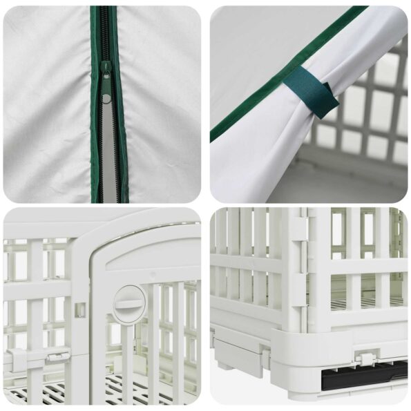 vidaXL 4 panelový psí výbeh s strechou 122 x 106,5 x 82 cm Plast Biela – Obrázok 7