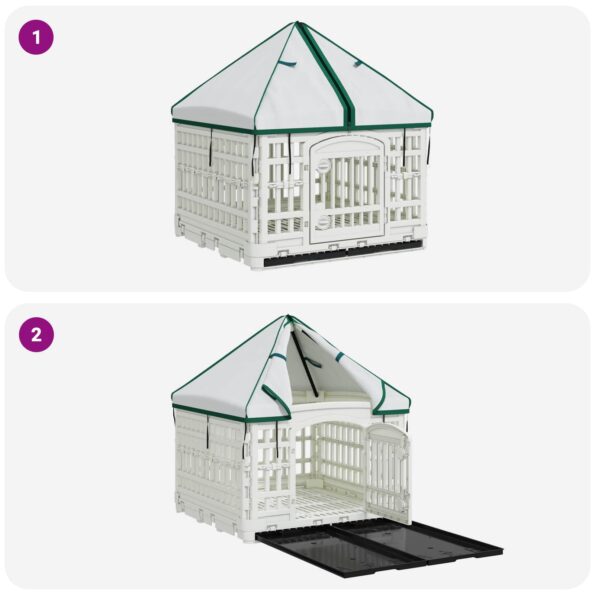 vidaXL 4 panelový psí výbeh s strechou 122 x 106,5 x 82 cm Plast Biela – Obrázok 8