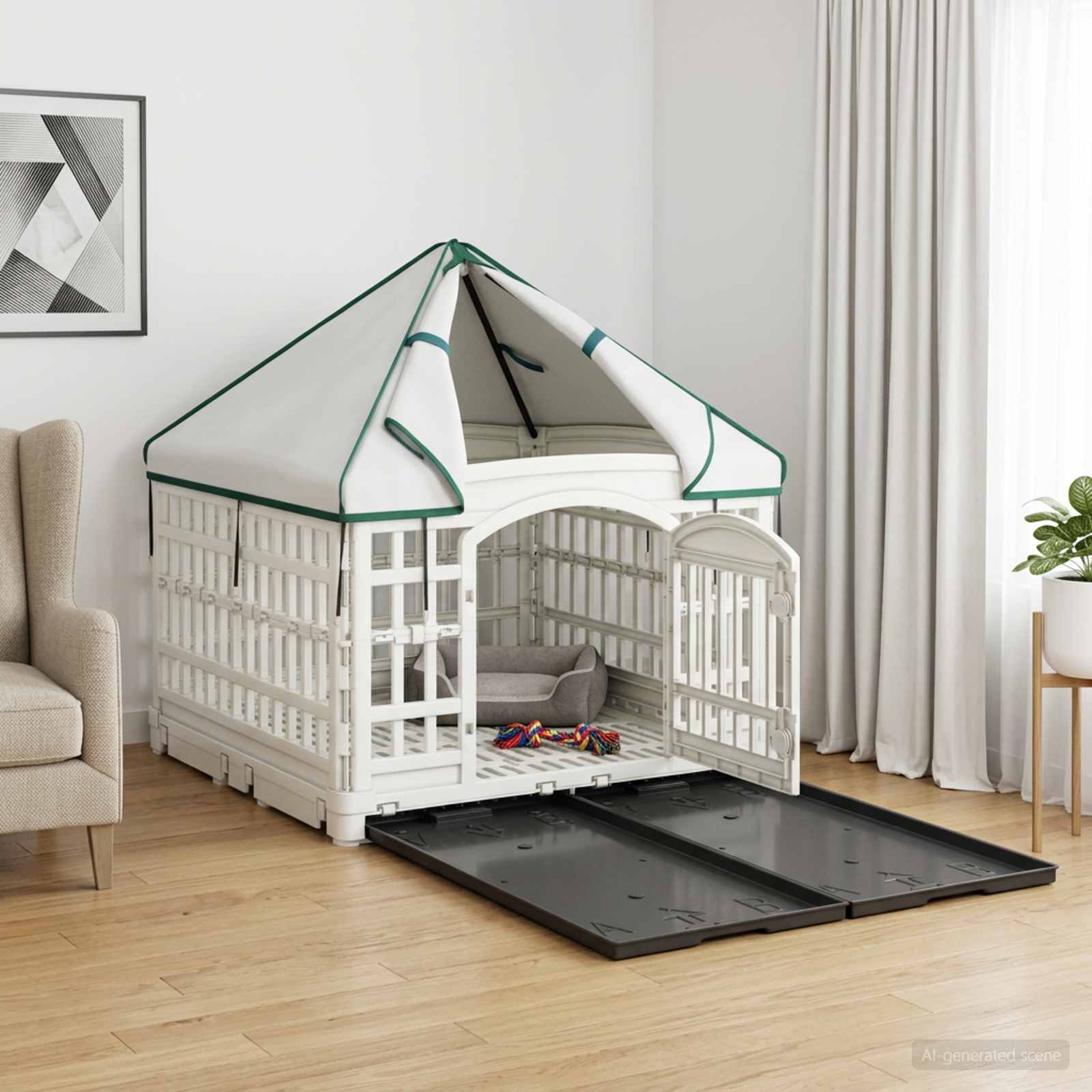 42027222_1.jpg vidaXL 4 panelový psí výbeh s strechou 177,5 x 154,5 x 112 cm Plast – Obrázok 1