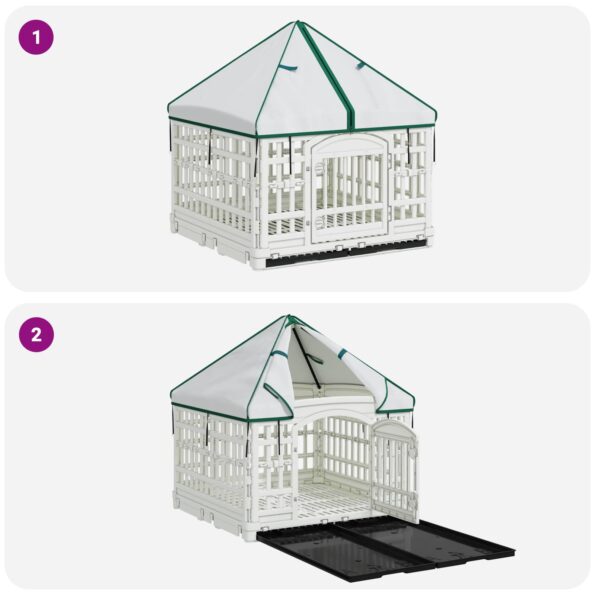 vidaXL 4 panelový psí výbeh s strechou 177,5 x 154,5 x 112 cm Plast – Obrázok 8