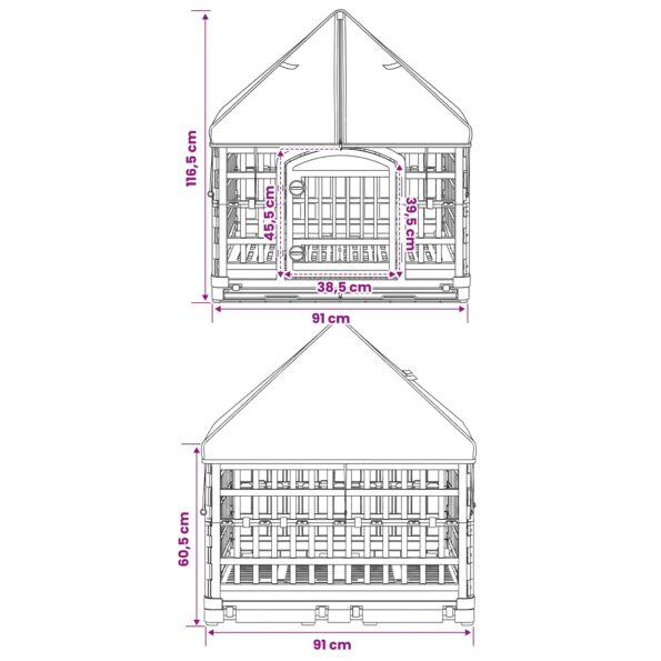 vidaXL 4 panelový psí výbeh s strechou 177,5 x 154,5 x 112 cm Plast – Obrázok 9