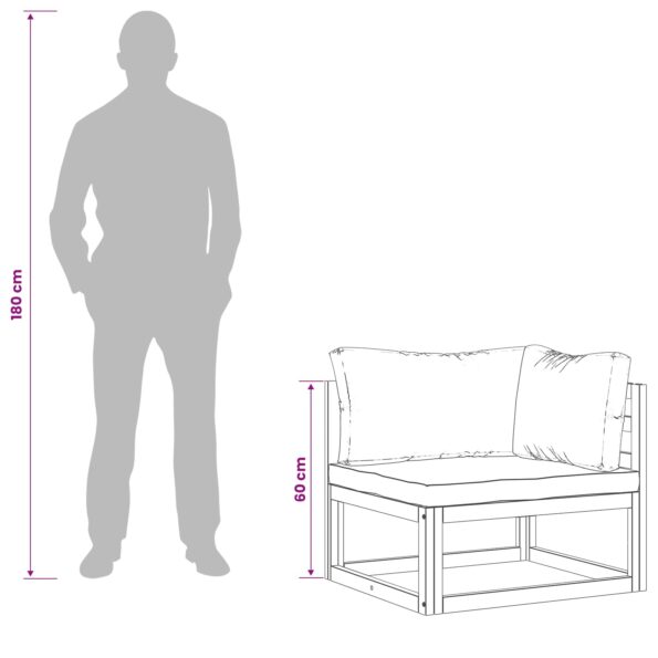 vidaXL 2 ks Rohová sedačka s vankúšmi 100 % polyester Masívne akácie – Obrázok 6