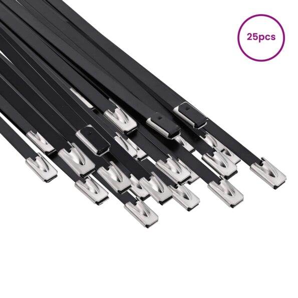 vidaXL Viazací pás na káble 25 ks 4,6 x 450 mm Čierna – Obrázok 3