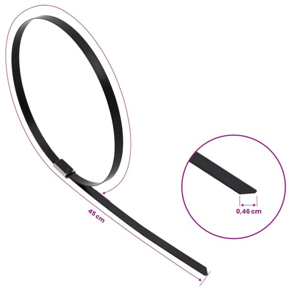 vidaXL Viazací pás na káble 25 ks 4,6 x 450 mm Čierna – Obrázok 9