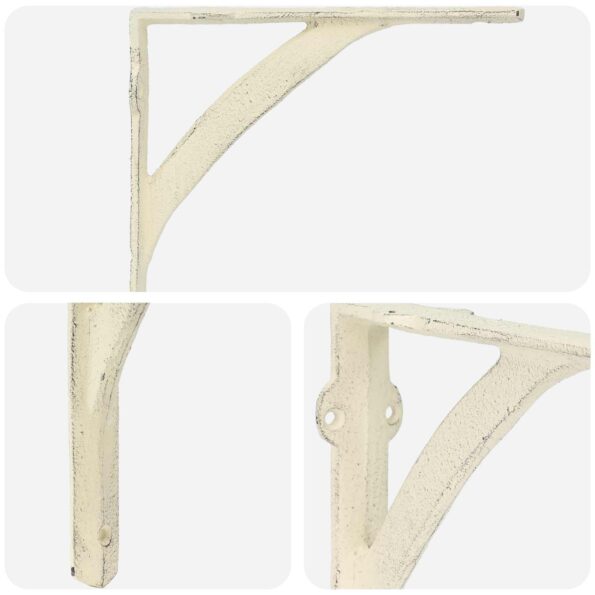 vidaXL Nástenné police 2 ks Antická biela 14.5 x 14.5 x 3.5 cm Oceľ – Obrázok 4