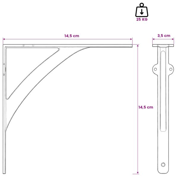 vidaXL Nástenné police 2 ks Antická biela 14.5 x 14.5 x 3.5 cm Oceľ – Obrázok 5