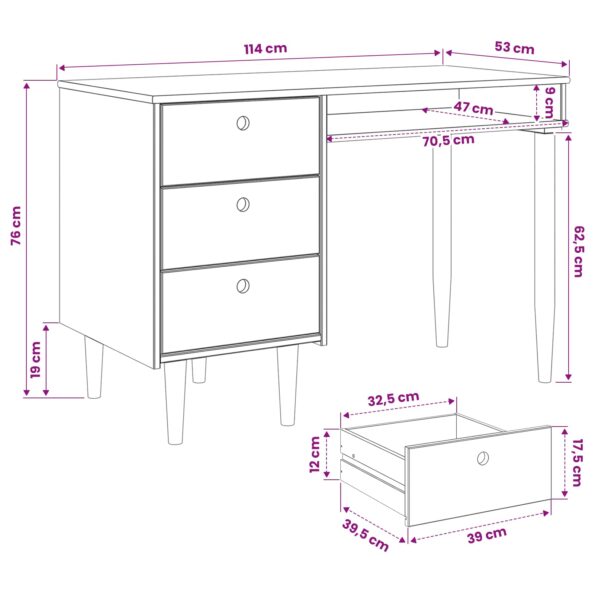 vidaXL Stôl BILBAO Tmavý karamel 114 x 53 x 75 cm – Obrázok 9
