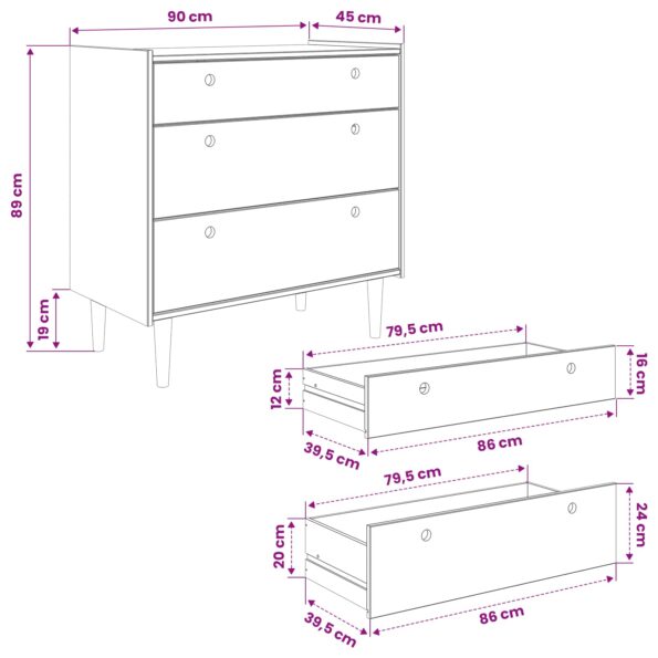 vidaXL Příborník BILBAO Tmavý karamel 90 x 45 x 89 cm – Obrázok 9