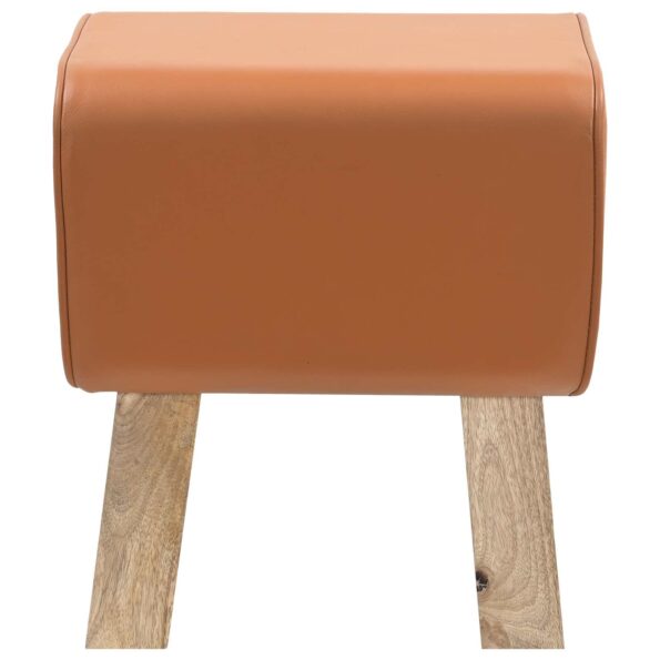 vidaXL lavička 40 x 30 x 45 cm Skutočná koža Hnedá – Obrázok 2